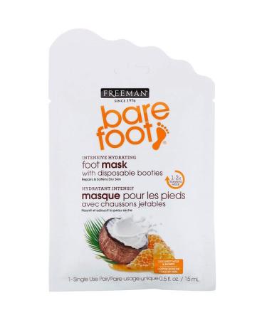 Freeman Beauty Bare Foot Intensive Hydrating Foot Mask with Disposable Booties Coconut Milk & Honey 1 Single Use Pair