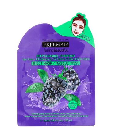 Freeman Beauty Feeling Beautiful Deep Clearing Beauty Sheet Mask Tea Tree + Blackberry 1 Mask