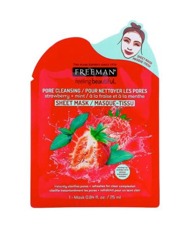 Freeman Beauty Feeling Beautiful Pore Cleansing Beauty Sheet Mask Strawberry + Mint 1 Mask