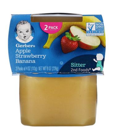 Gerber Apple Strawberry Banana 2 Packs 4 oz (113 g) Each