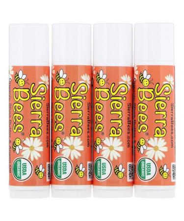 Sierra Bees Organic Lip Balms Shea Butter & Argan Oil 4 Pack .15 oz (4.25 g) Each