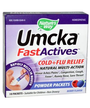 Nature's Way Umcka Fast Actives Cold + Flu Relief Non-Drowsy Berry Flavor 10 Powder Packets