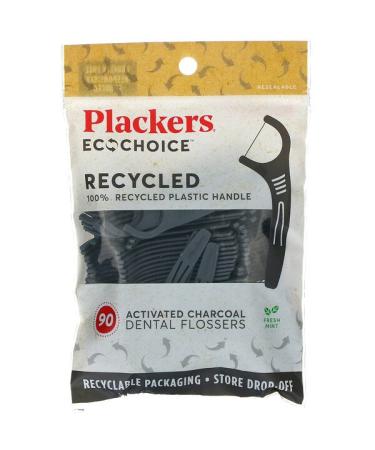 Plackers EcoChoice Activated Charcoal Dental Flossers Fresh Mint 90 Count