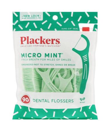 Plackers Micro Mint Dental Flossers Mint 90 Count