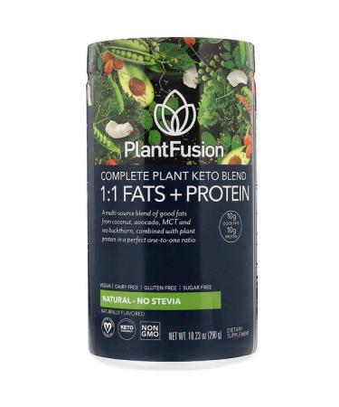 PlantFusion Complete Plant Keto Blend 1:1 Fats + Protein Natural - No Stevia 10.23 oz (290 g)