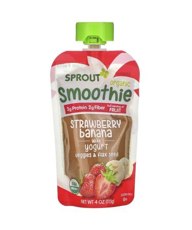 Sprout Organic Smoothie Strawberry Banana with Yogurt Veggies & Flax Seed 4 oz ( 113 g)