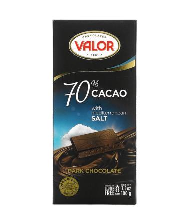 Valor Dark Chocolate 70% Cacao with Mediterranean Salt 3.5 oz (100 g)