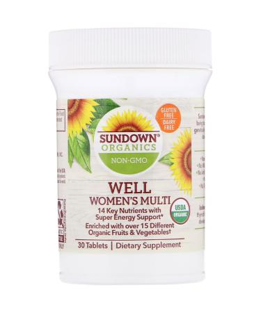 Sundown Organics Well Women's Multivitamin - Once Daily 30 Tablets | Natural Supplements for Women's Health - Buy Online on GoSupps.com