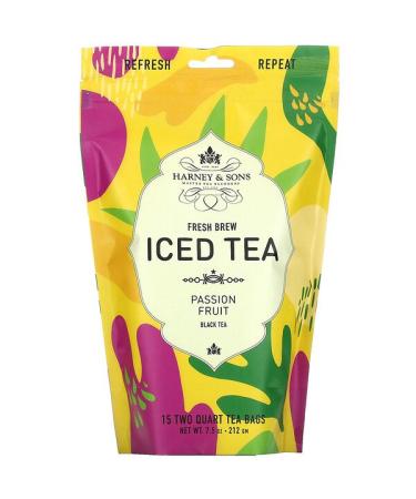 Harney & Sons Fresh Brew Iced Tea Passion Fruit Black Tea 15 Tea Bags 7.5 oz (212 g)