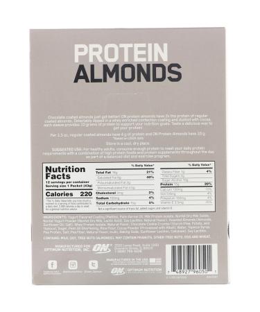 Optimum Nutrition Protein Almonds Cookies & Creme - 12 Pack, 1.5 oz (43g) Each | High-Protein Snack - Buy Online on GoSupps.com