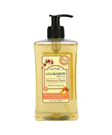 A La Maison de Provence Liquid Soap For Hand & Body Heirloom Peach 16.9 fl oz (500 ml)