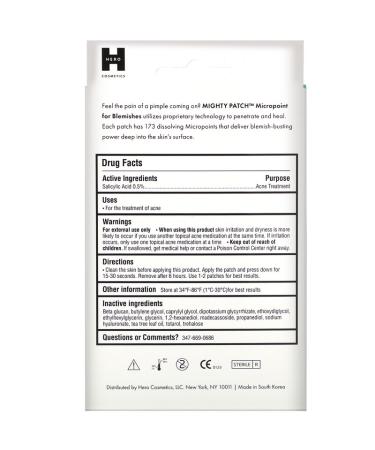 Hero Cosmetics Mighty Patch Micropoint for Blemishes - 6 Patches for Fast Acne Treatment - Buy Online on GoSupps.com