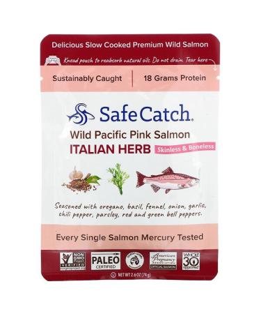 Safe Catch Wild Pacific Pink Salmon Italian Herb 2.6 oz (74 g)