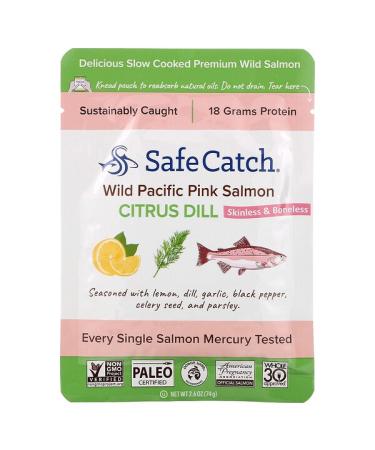 Safe Catch Wild Pacific Pink Salmon Skinless & Boneless Citrus Dill 2.6 oz (74 g)