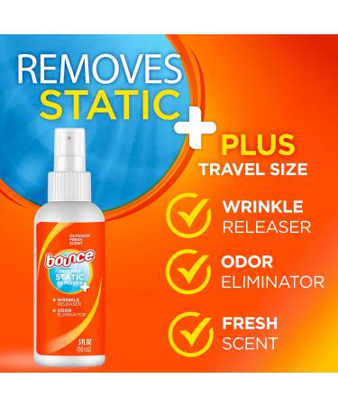 Bounce Rapid Touch-Up 3 in 1 Wrinkle Releaser Clothing Spray - RELEASE WRINKLES - Eliminates Odors & Freshens - Removes Static - TSA Approved Travel Size 3 Oz Pack of 3 - Buy Online on GoSupps.com