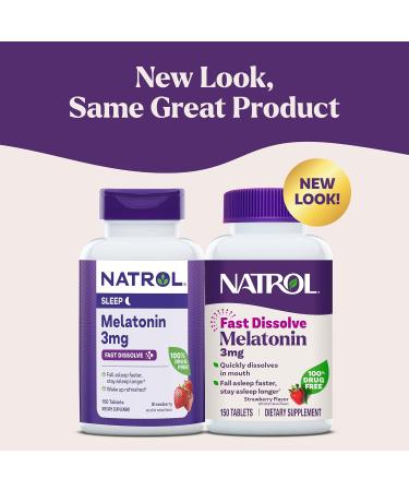 Natrol Melatonin Fast Dissolve Tablets 3mg, 150 Count - Fall Asleep Faster, Stay Asleep Longer, Strengthen Immune System - Buy Online on GoSupps.com