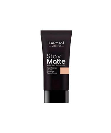 Farmasi Make Up Stay Matte Foundation 30 ml Porcelain 02+ Magic Makeup Sponge Set of 2 - Buy Online on GoSupps.com