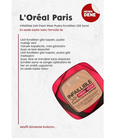 L'Oreal Paris Loreal Paris Infaillible 24H Fresh Wear Powder Foundation 220 Sand - Buy Online on GoSupps.com