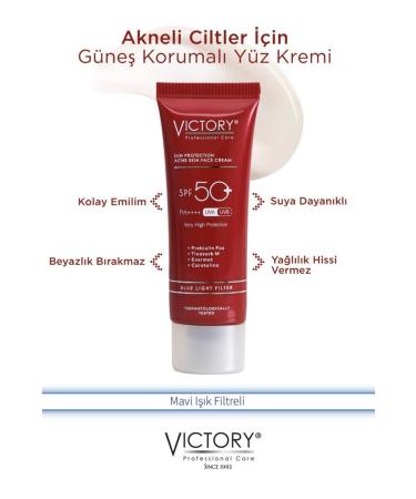 Victory Anti-Acne Spf50 Face Cream with Blue Light Filter 50 ml - Buy Online on GoSupps.com