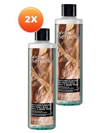 Avon Senses Extreme Limits Grapefruit and Sandalwood Scented Hair and Body Shower Gel for Men 250 Ml. Set of Two - Buy Online on GoSupps.com