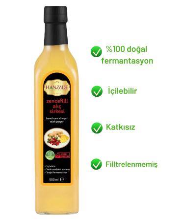 Hanzade Herbal Ginger Hawthorn Vinegar 500 ml Pure Hawthorn Vinegar With Ginger (ZA-101810) - Buy Online on GoSupps.com