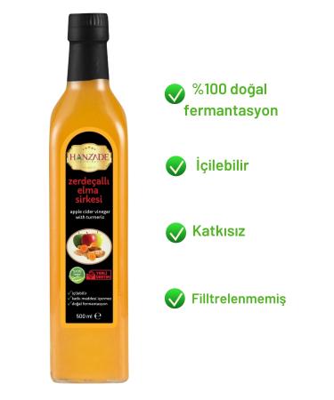 Hanzade Herbal Turmeric Apple Cider Vinegar 500 ml Natural Fermented Apple Cider Vinegar With Turmeric (ZE-643110) - Buy Online on GoSupps.com