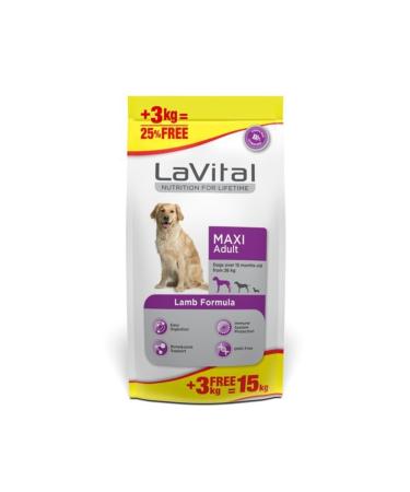 La Vital Lavital Large Breed Lamb Adult Dog Food 12+3 Kg - Buy Online on GoSupps.com