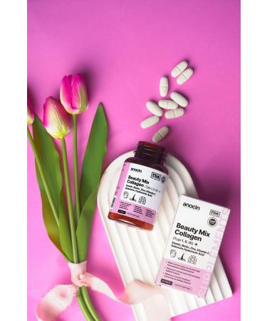 anocin BEAUTY MIX COLLAGEN TYPE I II III +ELASTIN BIOTIN ZINC VITAMIN C SELENIUM HYALURONIC ACID COLLAGEN - Buy Online on GoSupps.com