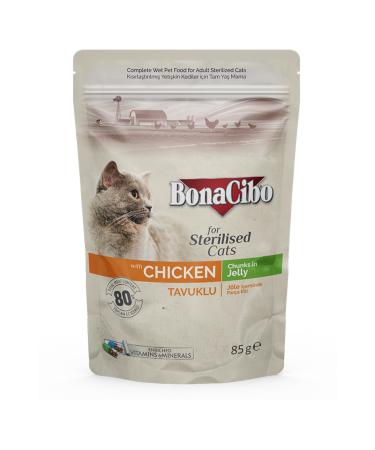 BonaCibo Jelly Chicken Pouch Sterilized Adult Cat Wet Food 85 Gr X 12 Pieces - Buy Online on GoSupps.com