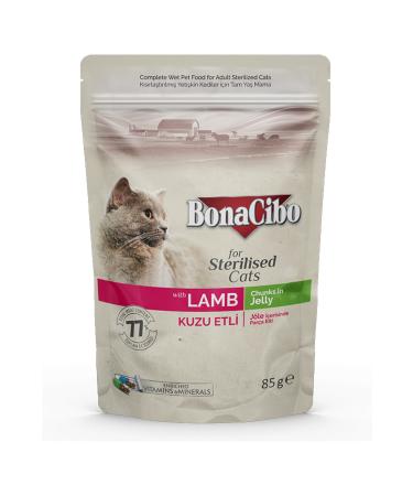 BonaCibo Lamb Meat Jelly Pouch Sterilized Adult Cat Wet Food 85 Gr X 12 Pieces - Buy Online on GoSupps.com