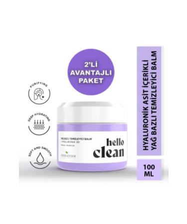 Herbaderm Hello Clean Oil-Based Cleansing Balm Hyaluronic 3d 100 Ml X 2