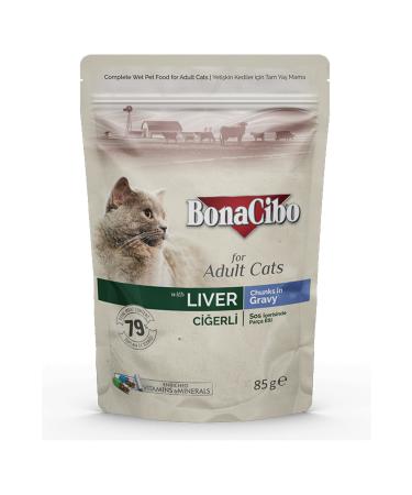 BonaCibo Sauced Liver Pouch Adult Cat Wet Food 85 Gr X 12 Pieces - Buy Online on GoSupps.com