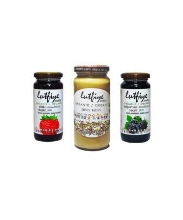 LUTFIYE Organic Tahini-strawberry-blackberry Jam Set of 3