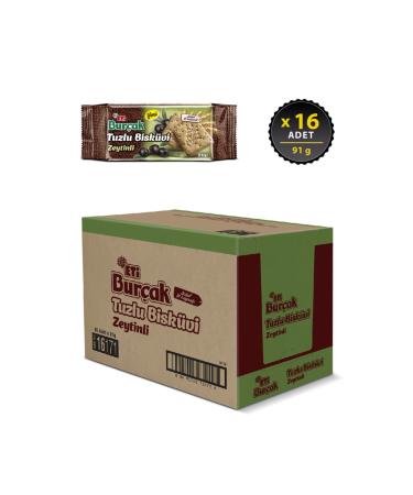 Eti Bur ak Olive Salted Biscuits 91 g x 16 Pieces - Buy Online on GoSupps.com