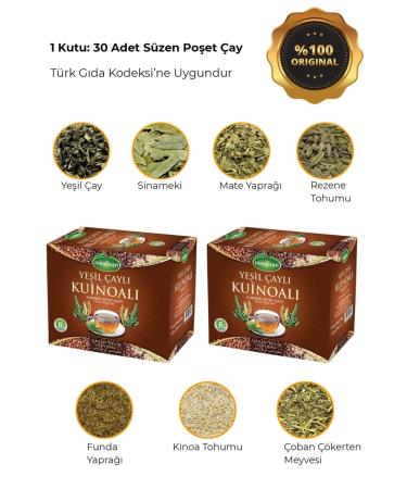 Mindivan Green Tea Quinoa Mixed Herbal Tea 30 Filter Bags - 2 Boxes - Buy Online on GoSupps.com