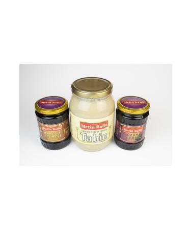 Metin Baba 1948 Tahini 1450 gr + Grape Molasses 700 gr + Carob Molasses 700 gr - Buy Online on GoSupps.com