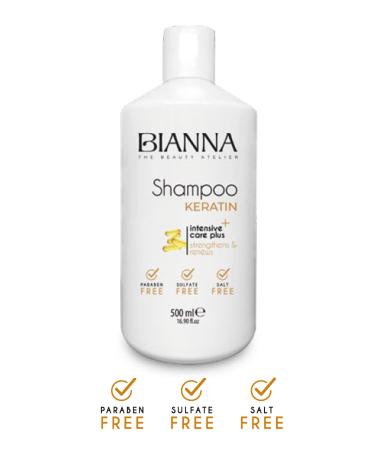 Bianna Salt-Free Shampoo 500 Ml Sulfate and Paraben Free + Hair Conditioner 500 Ml Keratin - Buy Online on GoSupps.com