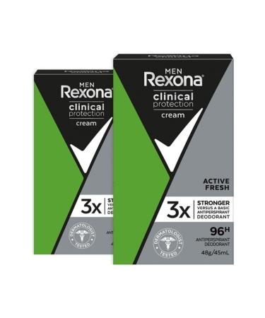 Rexona Men Clinical Protection Stick Deodorant Active Fresh Up to 96 Hours Protection 45 Ml X2 Pieces - Buy Online on GoSupps.com