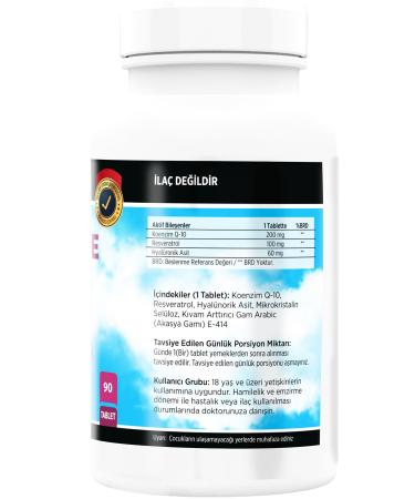 FLX Coenzyme Q-10 Coenzyme 200 mg Hyoluronic Acid Resveretrol 90 Tablets - Buy Online on GoSupps.com
