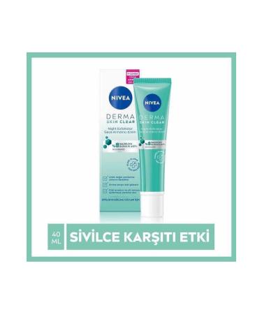 NIVEA Derma Skin Clear Night Exfoliator Night Purifying Cream 40ml Glycolic Acid and Salicylic Acid - Buy Online on GoSupps.com