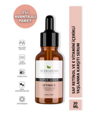 Herbaderm Super Serum (Pure Retinol 0.3% + Vitamin E 2%) Anti-Aging 30 Ml X2