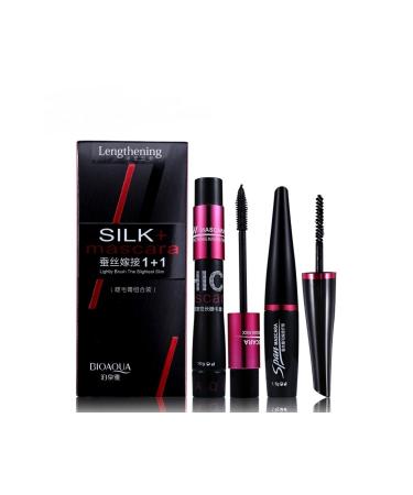 BIOAQUA Silk Lash Mascara Set and Plumping Eyebrow and Lash Serum 3 Pieces - Buy Online on GoSupps.com