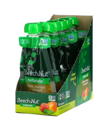 Beech-Nut Naturals Stage 2 Apple Mango & Spinach 6 Pouches 3.5 oz (99 g) Each