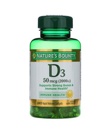 Nature's Bounty D3 Immune Health 50 mcg (2000 IU) 240 Rapid Release Softgels