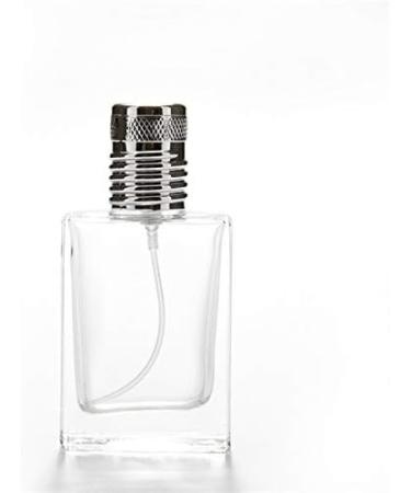 30ml Clear Glass Bottle Rectangular - Silver Grip Knurl Effect - Fine Mist Atomiser Spray - Buy Online on GoSupps.com