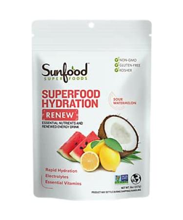 Organic Superfood Hydration & Renew Powder with Electrolytes - Sour Watermelon (8 Oz. / 22 Servings)