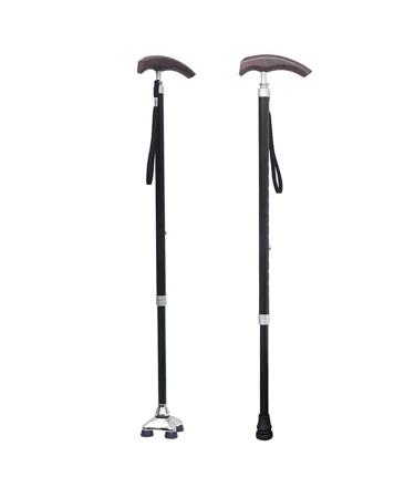 Crutches Solid Wood Handle Four-Foot Cane Stick Elderly Non-Slip Cane Abdomen Light Walking Aid Crutches Family