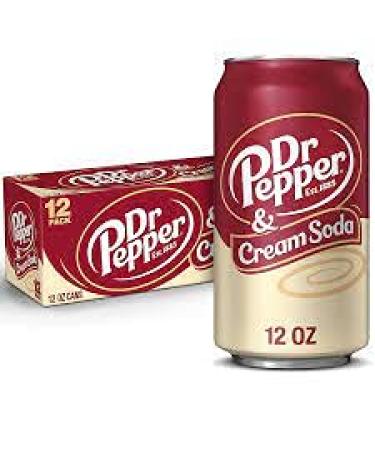 Dr Pepper & Cream Soda Cans - Flavored Soda Pop Fridge Pack Sparkling beverage -Carbonated Soft Drink with Caffeine- 12 FL Oz (Pack of 12)