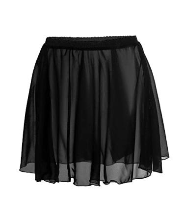 Wanlvhu Ballet Wrap Skirt Sheer Chiffon Dance Skirt for Girls Women Black Small