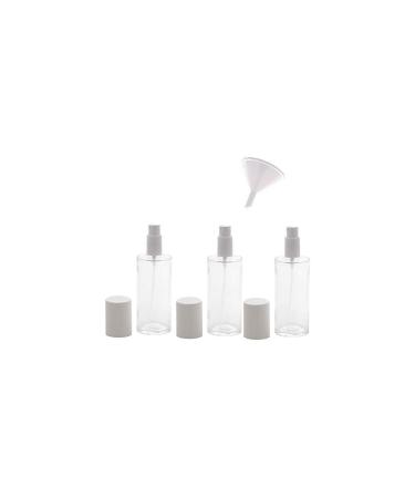 Clear glass bottle with atomizer and cap empty Kosmetex bottle glass bottle 100ml - with 1x funnel 3 pieces-1 funnel